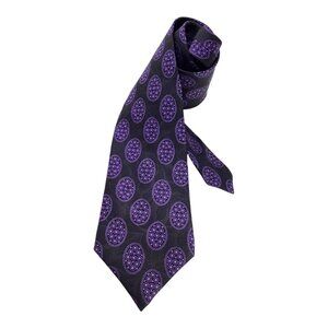 LANVIN PARIS Gray Purple Medallion Luxury Silk Tie Made In France W:3.75’’ EX CD